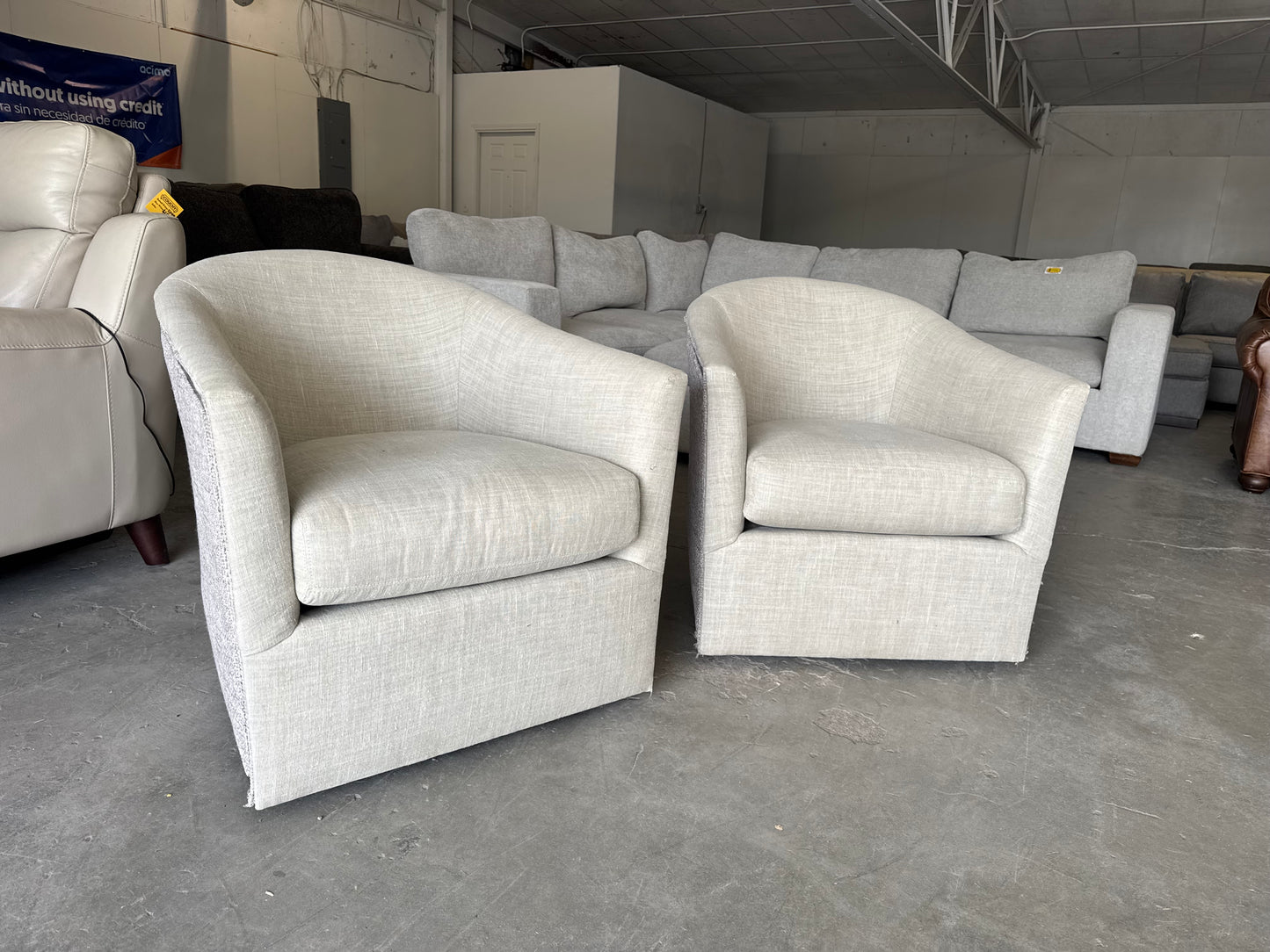 Designer Beige Swivel Chairs (Set of 2)