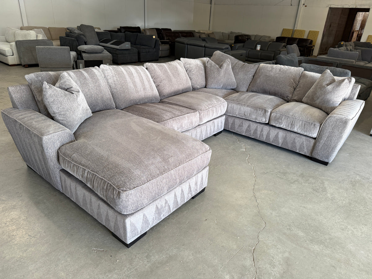 Taupe Down-Filled U-Shaped Sectional – Like New