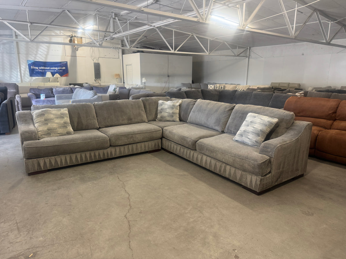 Deep Seated Gray L-Shape Sectional Couch