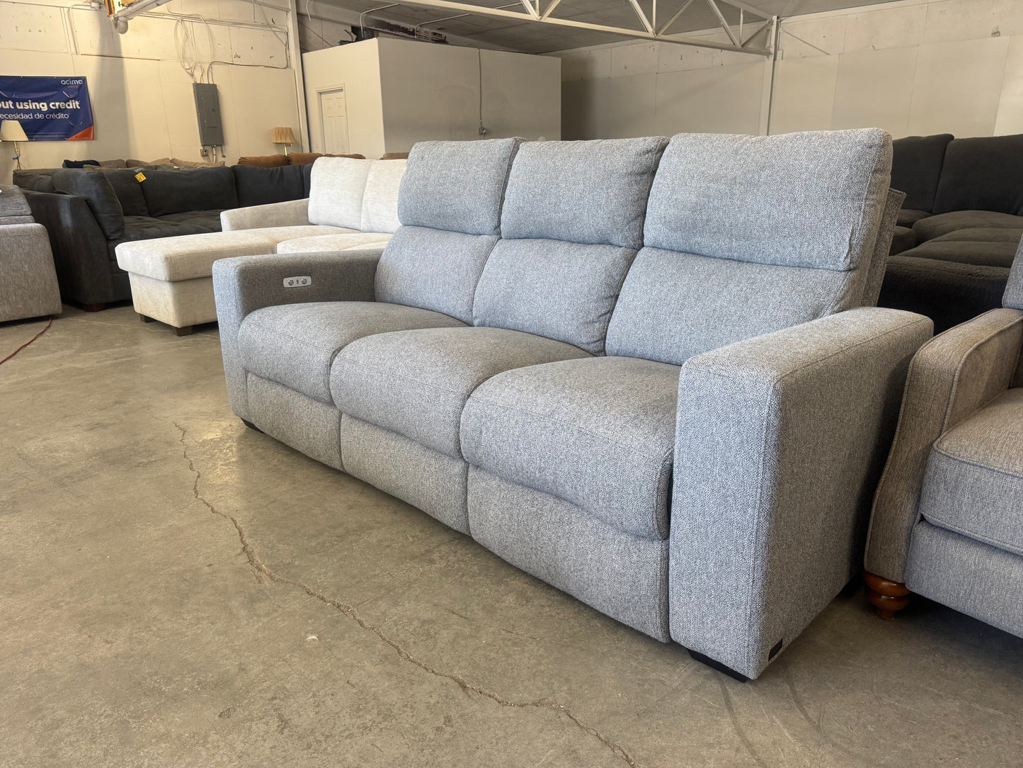 Gray Fabric Power Reclining Sofa