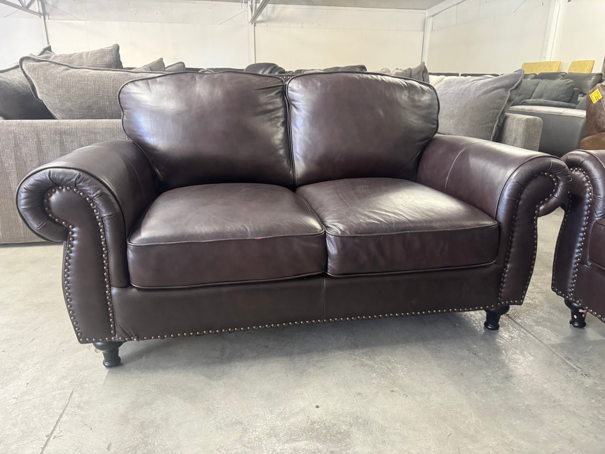 Brown Leather 4-Piece Sofa, Loveseat, Chair & Ottoman