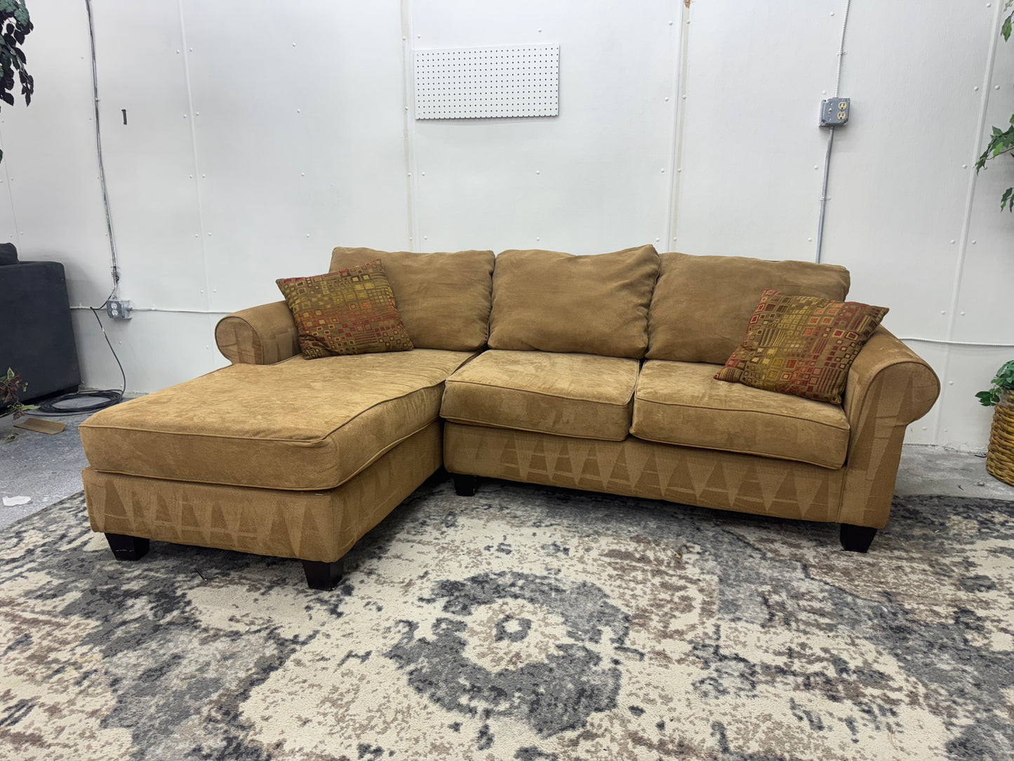 Tan Sectional Couch with Chaise