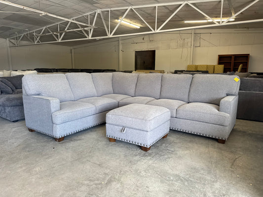 Gray L Shape Sectional with Storage Ottoman