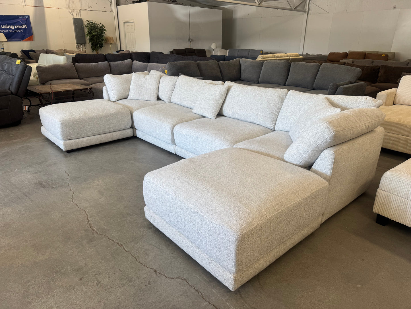 White Modular Cloud Sectional with Dual Ottoman
