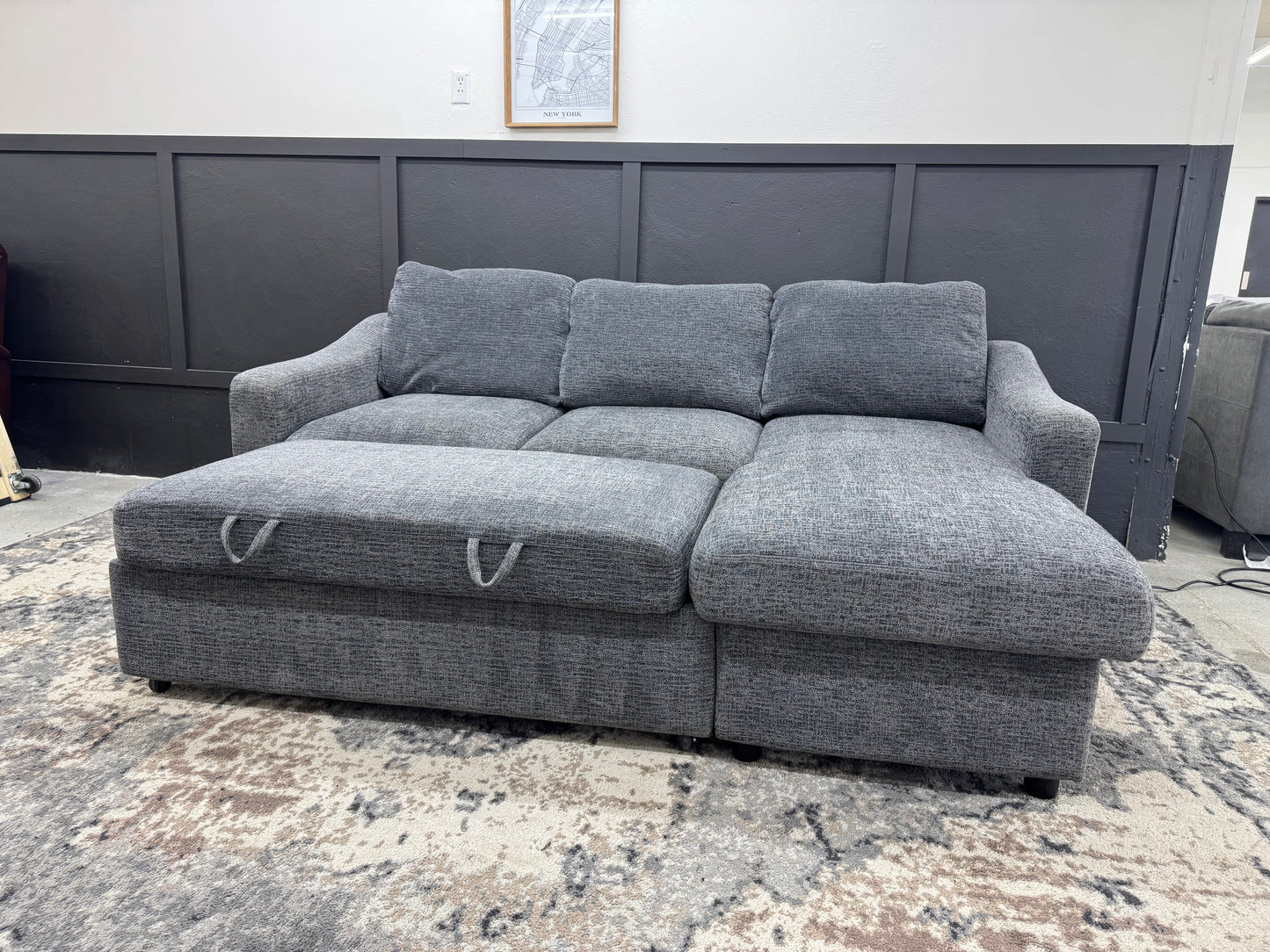 Costco Coddle Gray Sleeper Sectional with Reversible Storage Chaise