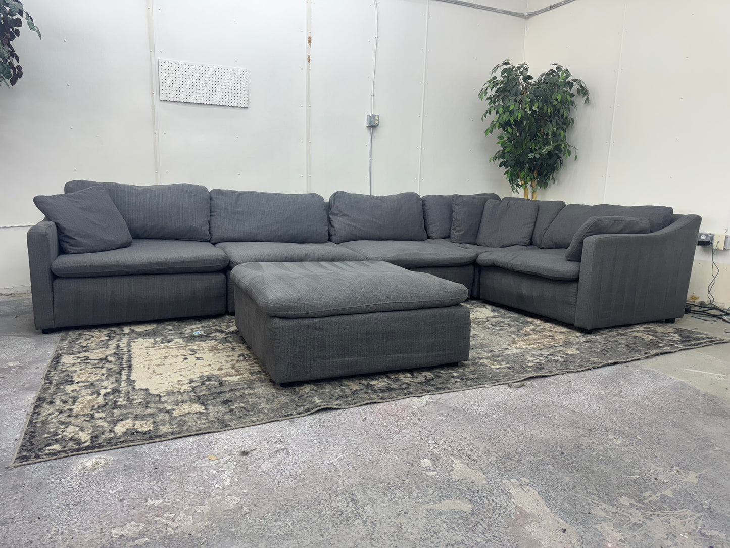 Gray 6-Piece Modular Cloud Sectional Couch with Ottoman