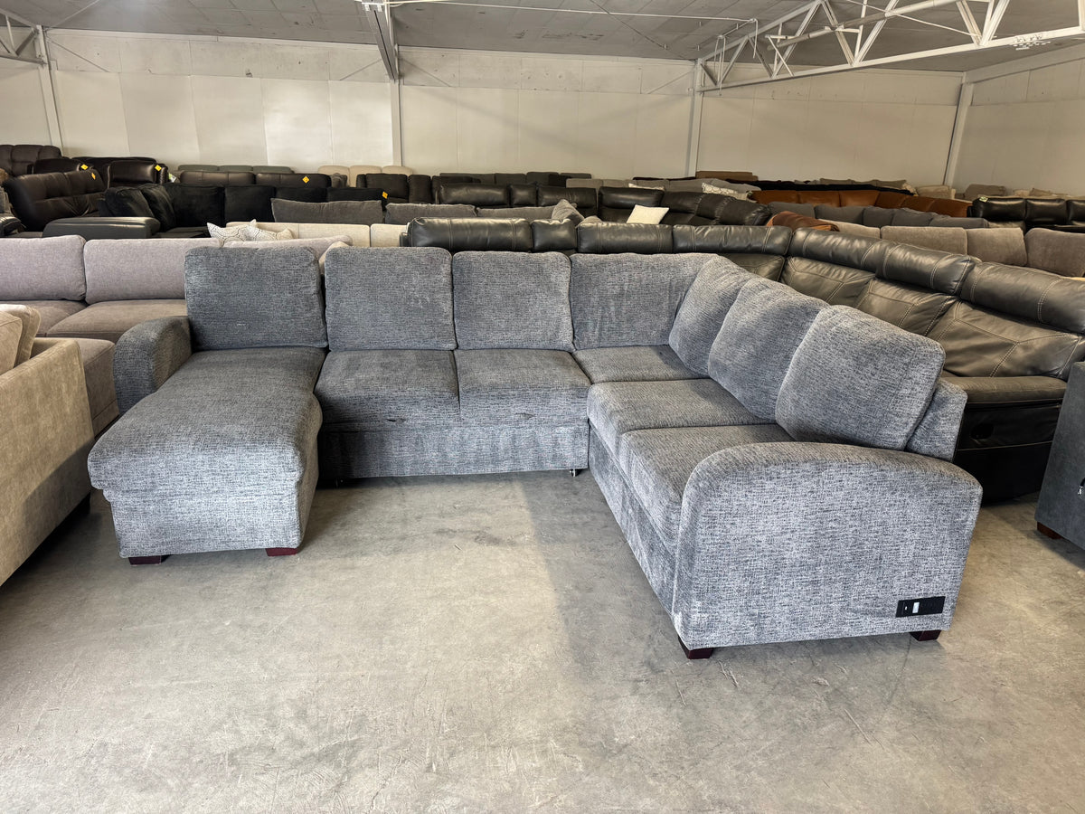 Gray U-Shape Sleeper Sectional with Storage Chaise