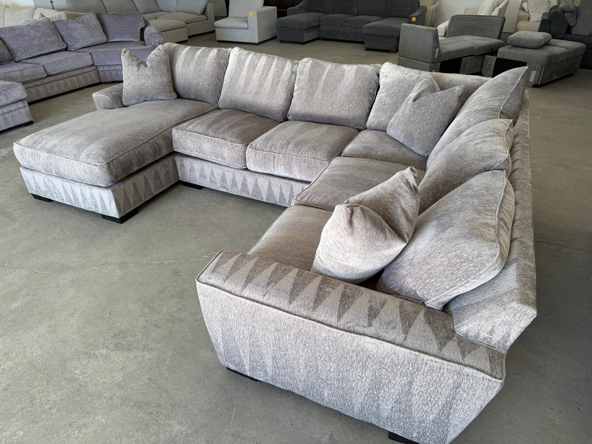 Taupe Down-Filled U-Shaped Sectional – Like New
