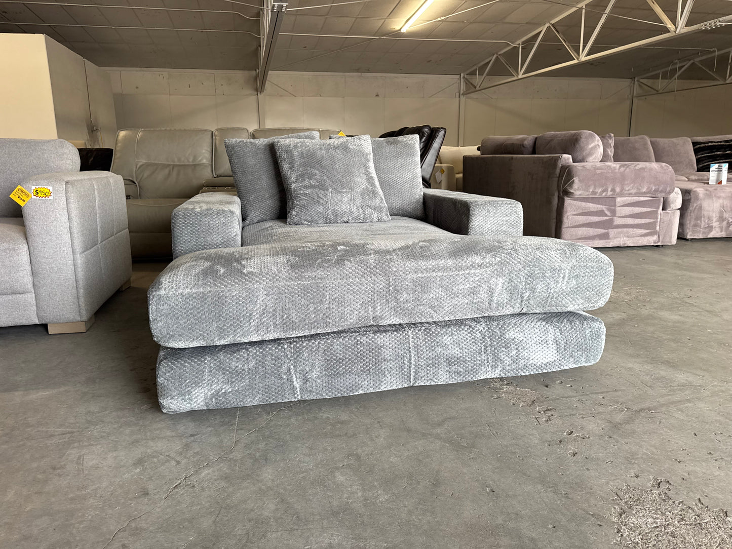 Plush Gray Corduroy Boneless Couch Lounger