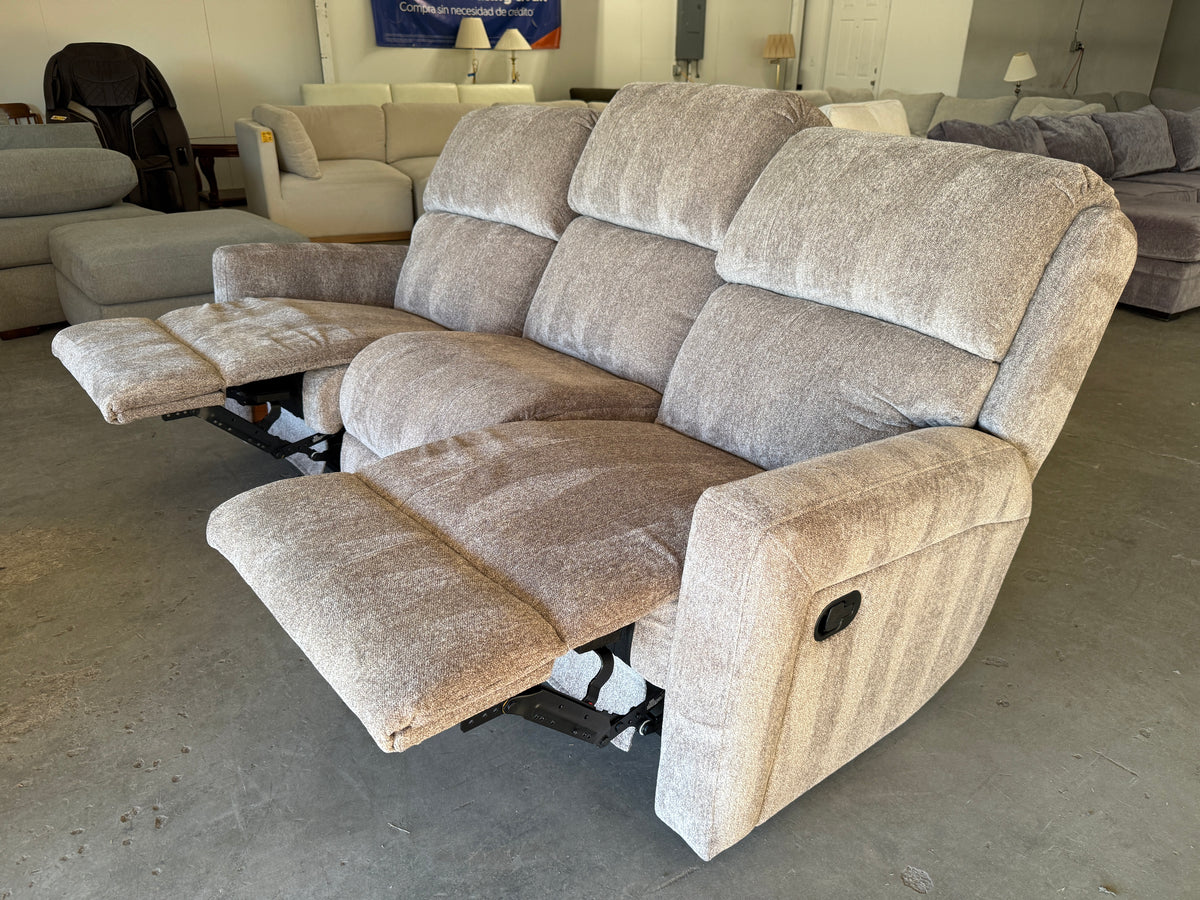Plush Beige Reclining Sofa