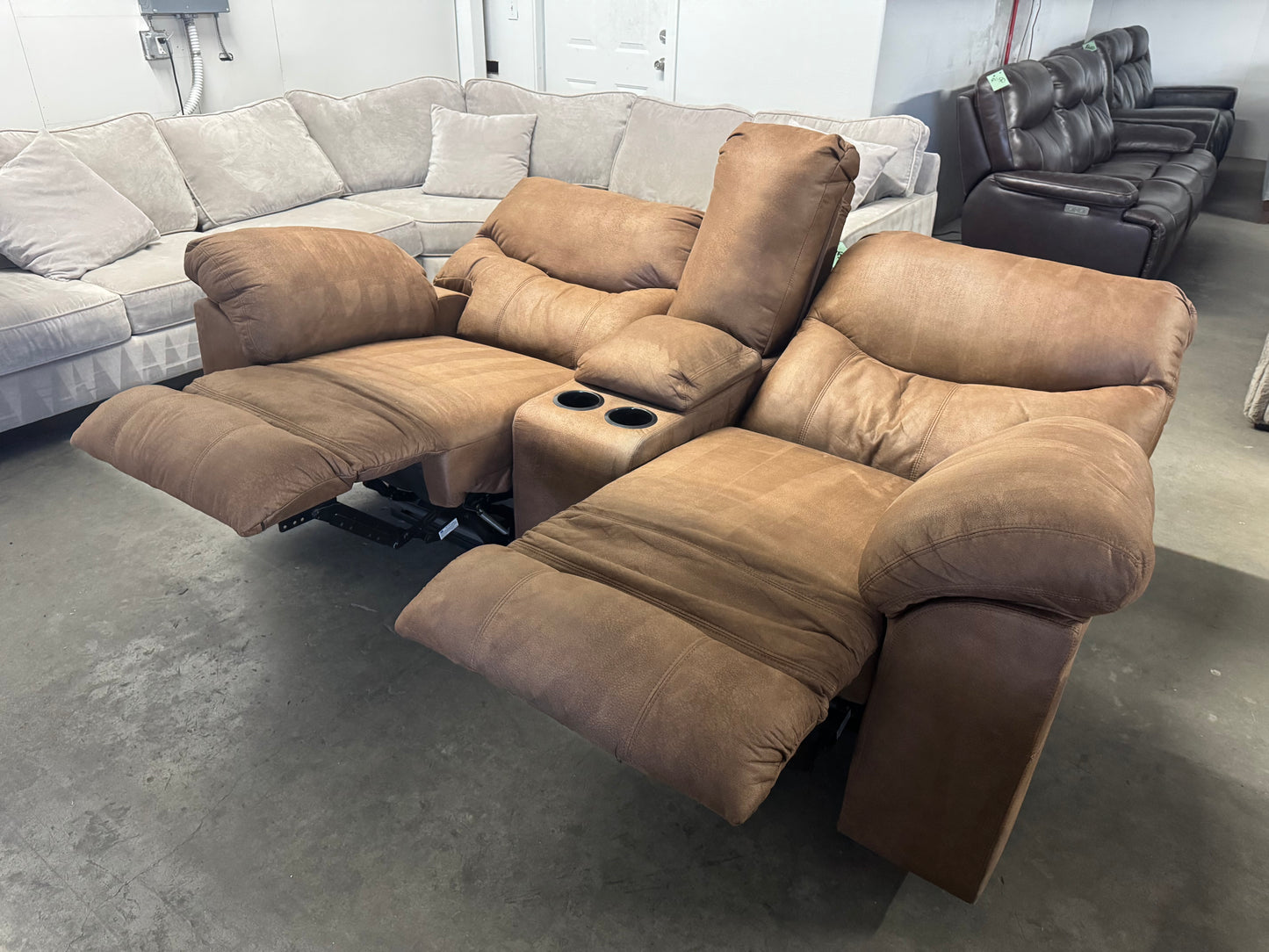 Brown Microfiber Reclining Loveseat