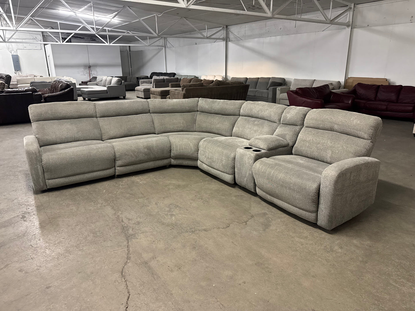 Gray 6-Piece Modular Sectional with 3 Power Recliners