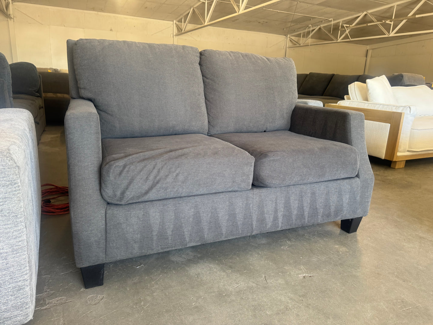 Charcoal Gray Fabric Loveseat
