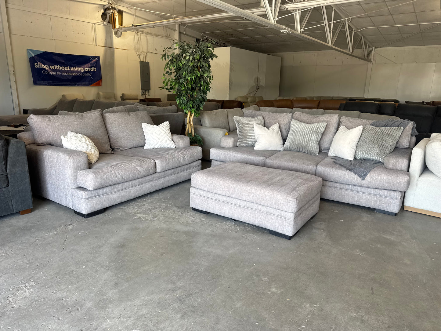 Taupe / Gray RC Willey Piccolo Series Set with Ottoman and Washable Covers