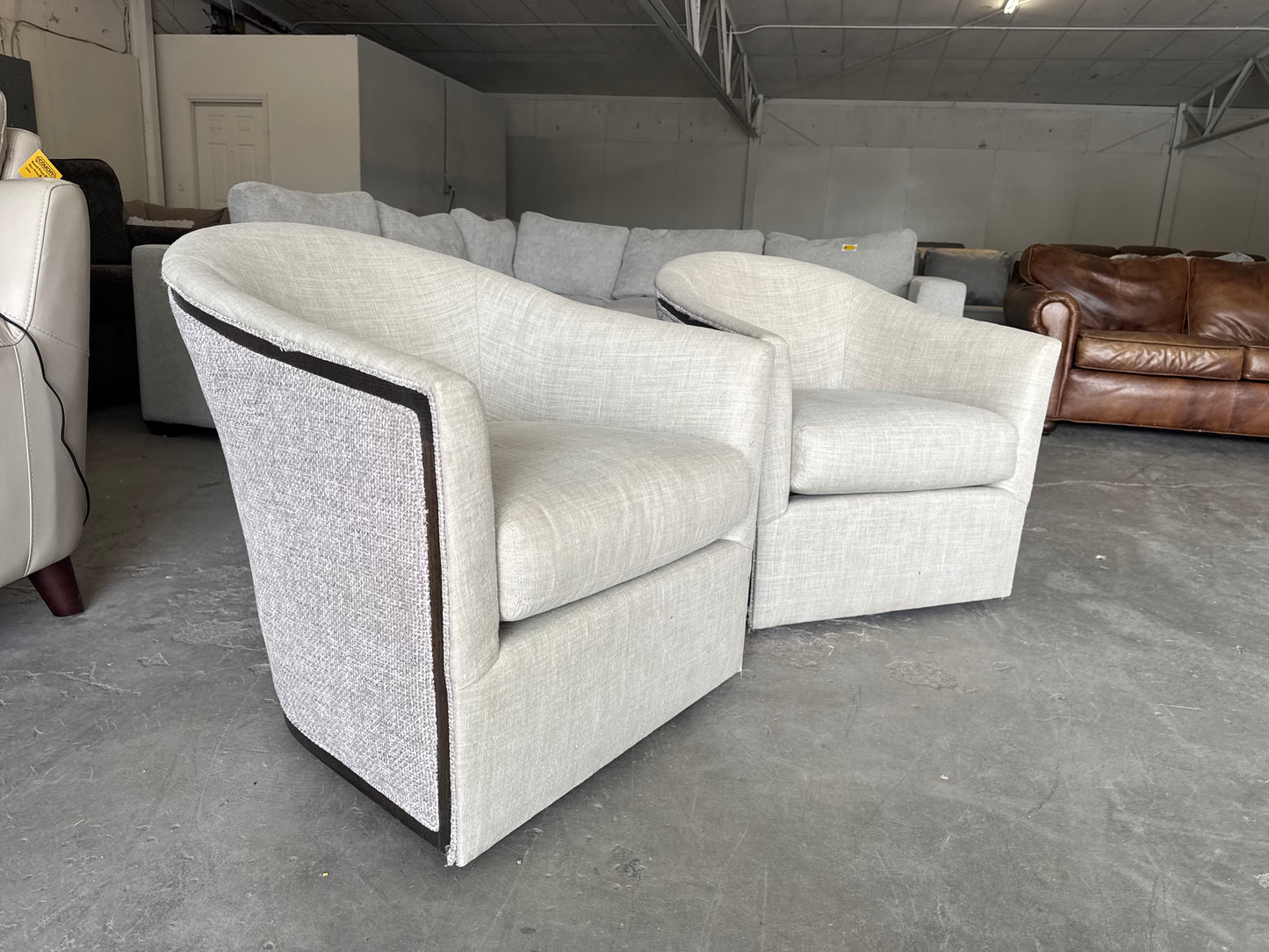 Designer Beige Swivel Chairs (Set of 2)