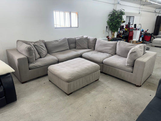 Gray 6 Piece Modular Cloud Sofa with Ottoman