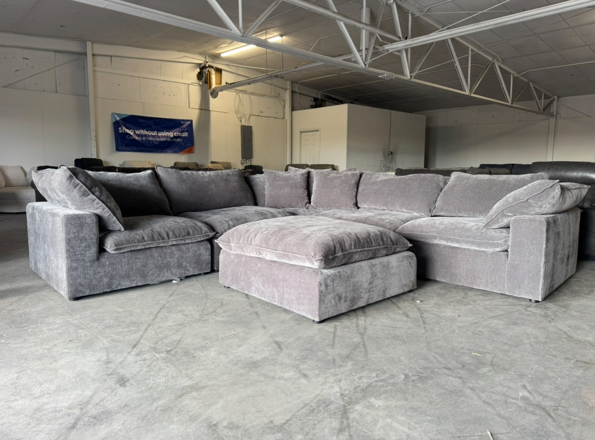 Sereen 6-Piece Dark Gray Modular Cloud Sectional Couch