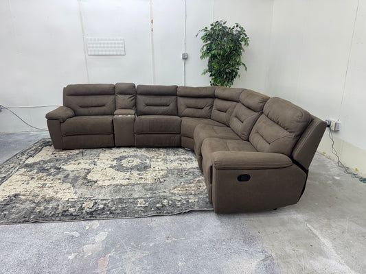 Brown 6 Piece Modular Sectional Couch with 3 Recliners