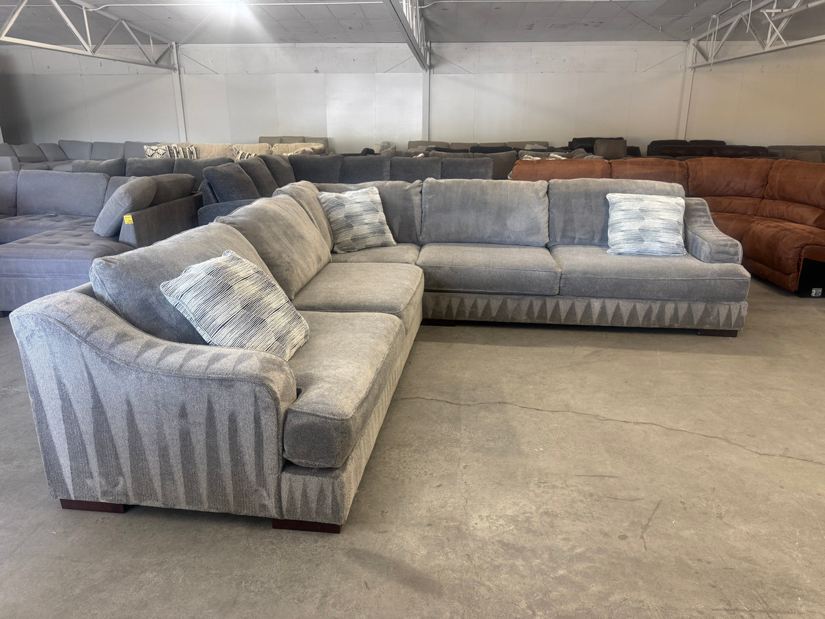 Deep Seated Gray L-Shape Sectional Couch