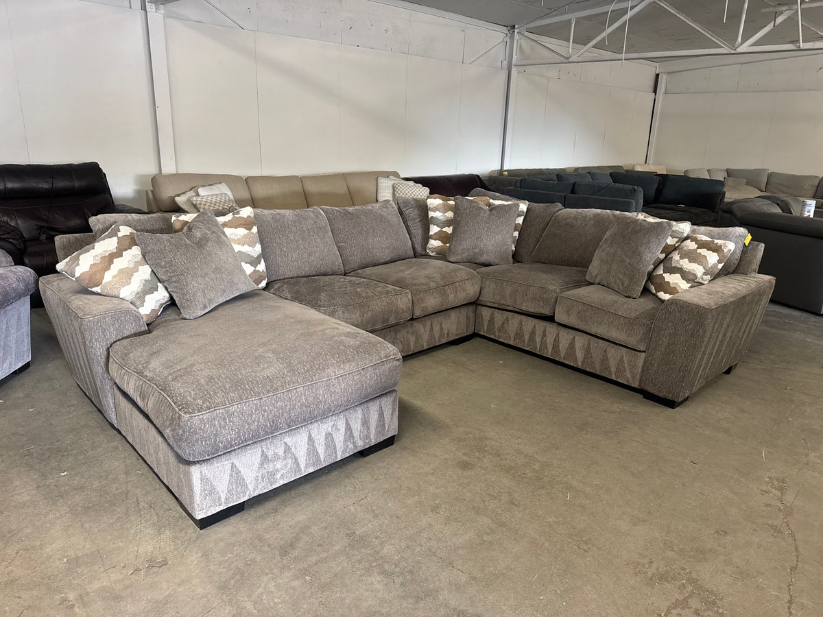 Taupe Down-Filled U-Shaped Sectional – Like New