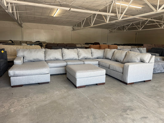 Gigantic Gray Modular U Shape Sectional with Ottoman