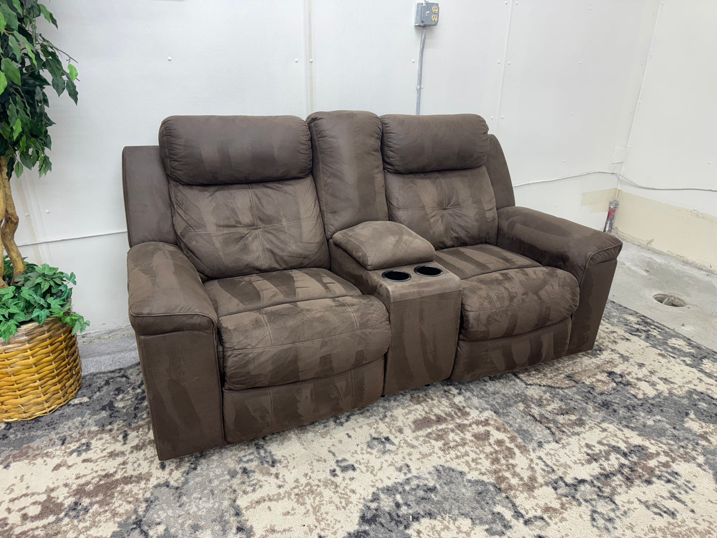 Brown Microfiber Loveseat Recliner