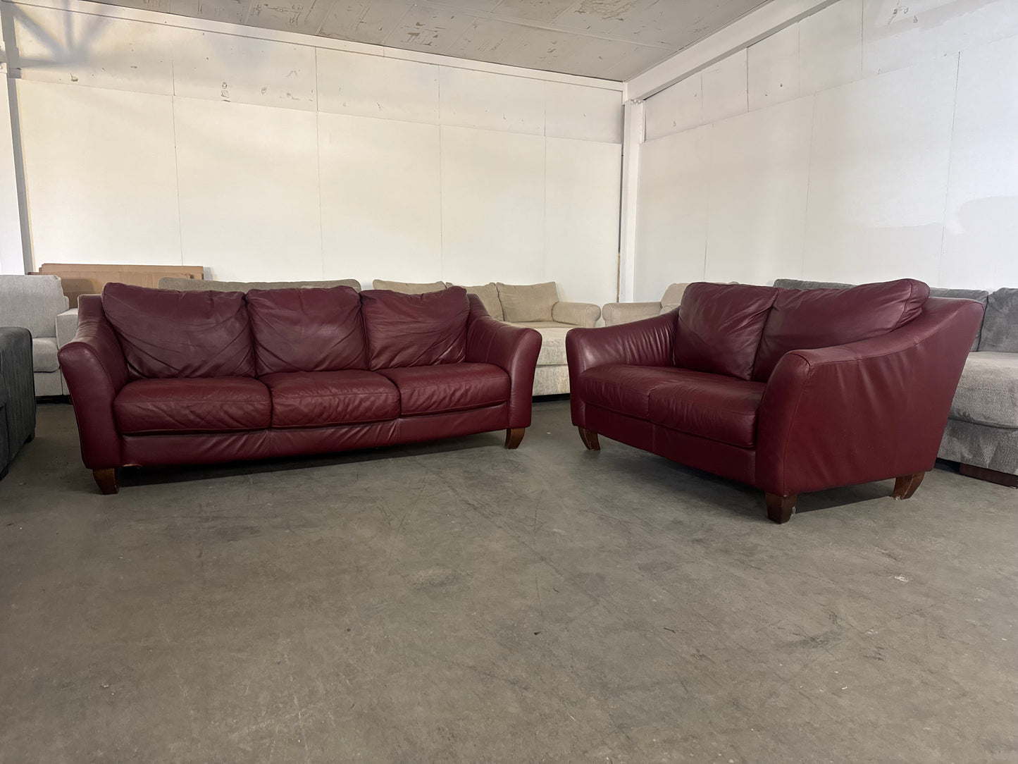 Red Leather Sofa & Loveseat Set