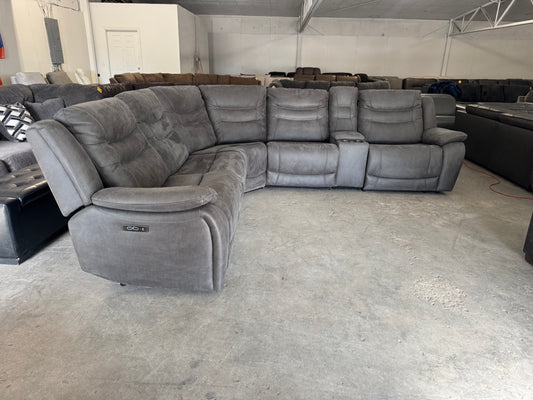 Zero Gravity Modular 6 Piece Gray Sectional with 3 Electric Recliners