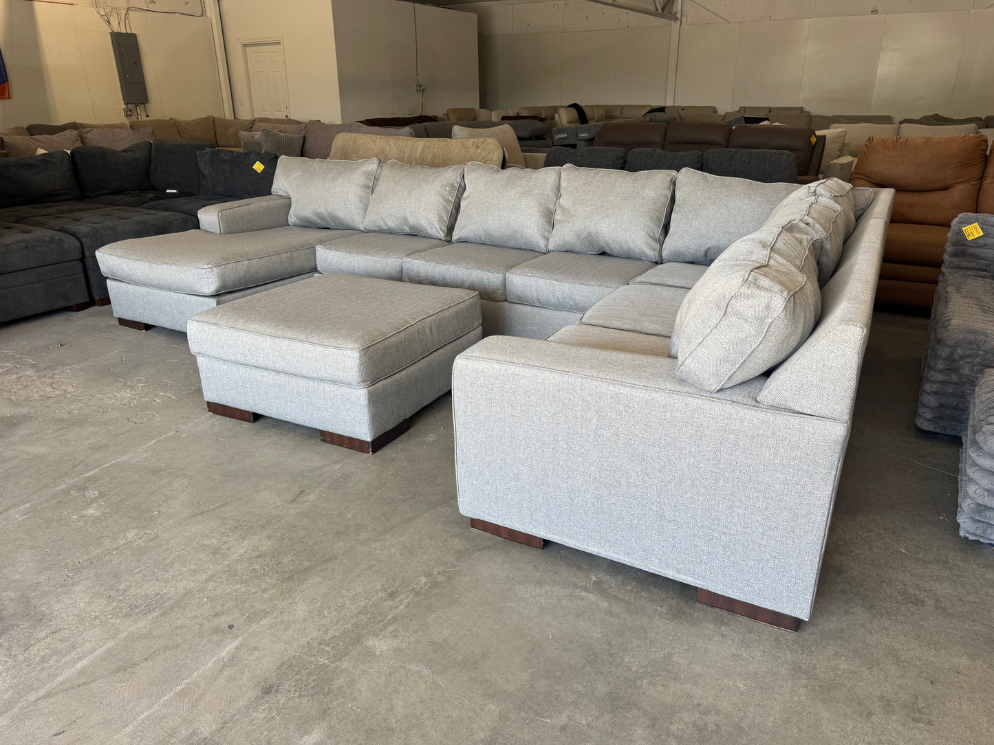 Gigantic Gray Modular U Shape Sectional with Ottoman