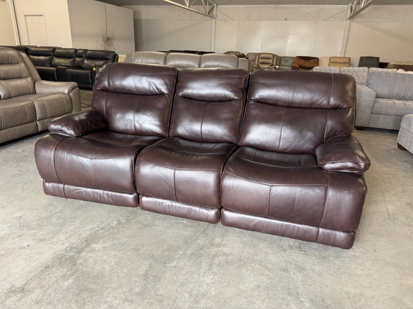 Dark Brown Ridgewin Leather Power Reclining Sofa