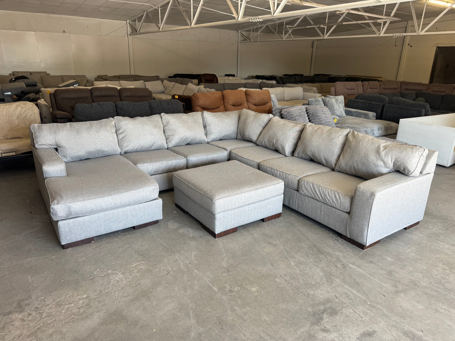 Gigantic Gray Modular U Shape Sectional with Ottoman