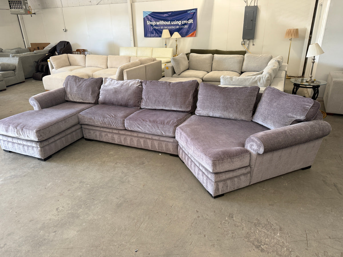 HUGE Sage Gray Sectional Couch – Chaise & Oversized Cuddler