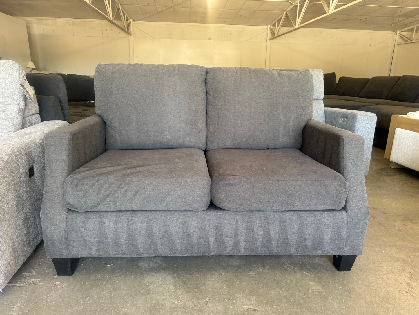 Charcoal Gray Fabric Loveseat