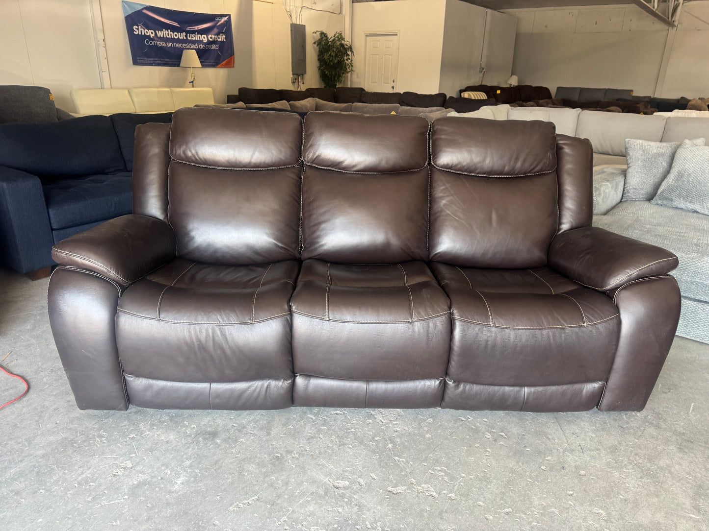 Leather Power Reclining Sofa – Gilman Creek Harvey with Power Headrests