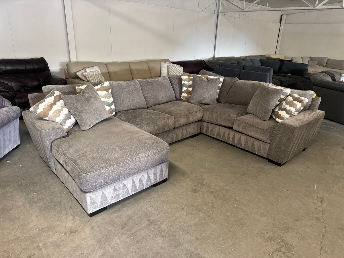 Taupe Down-Filled U-Shaped Sectional – Like New
