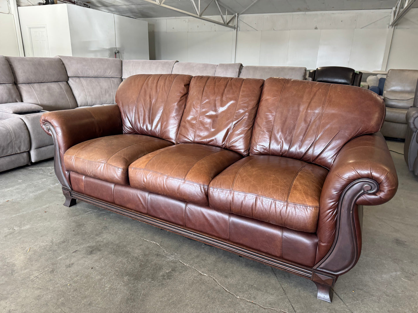 Brown Leather Sofa by Rapallo Leather Company