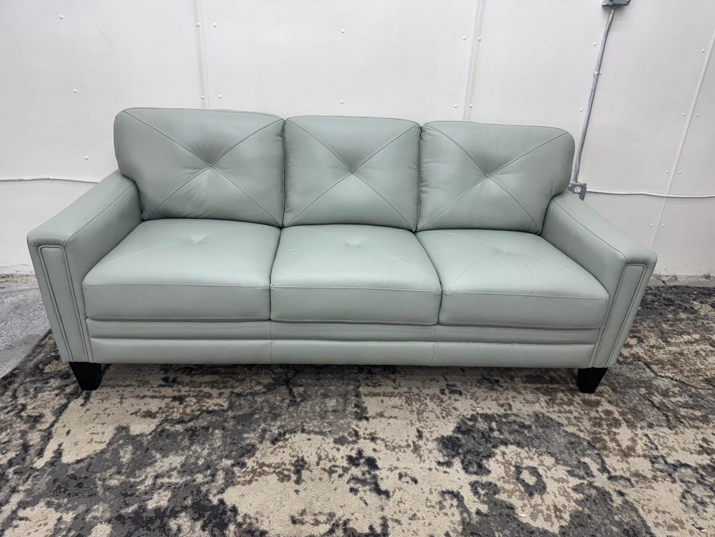 Brand New Teal Leather Abbyson Sofa