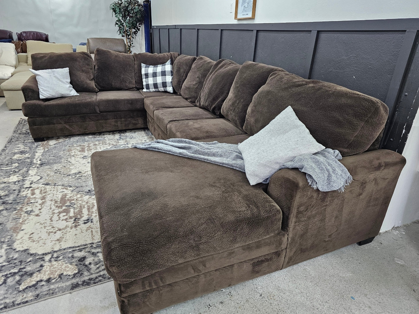 HUGE Brown Sectional Couch with Soft Deep Seating