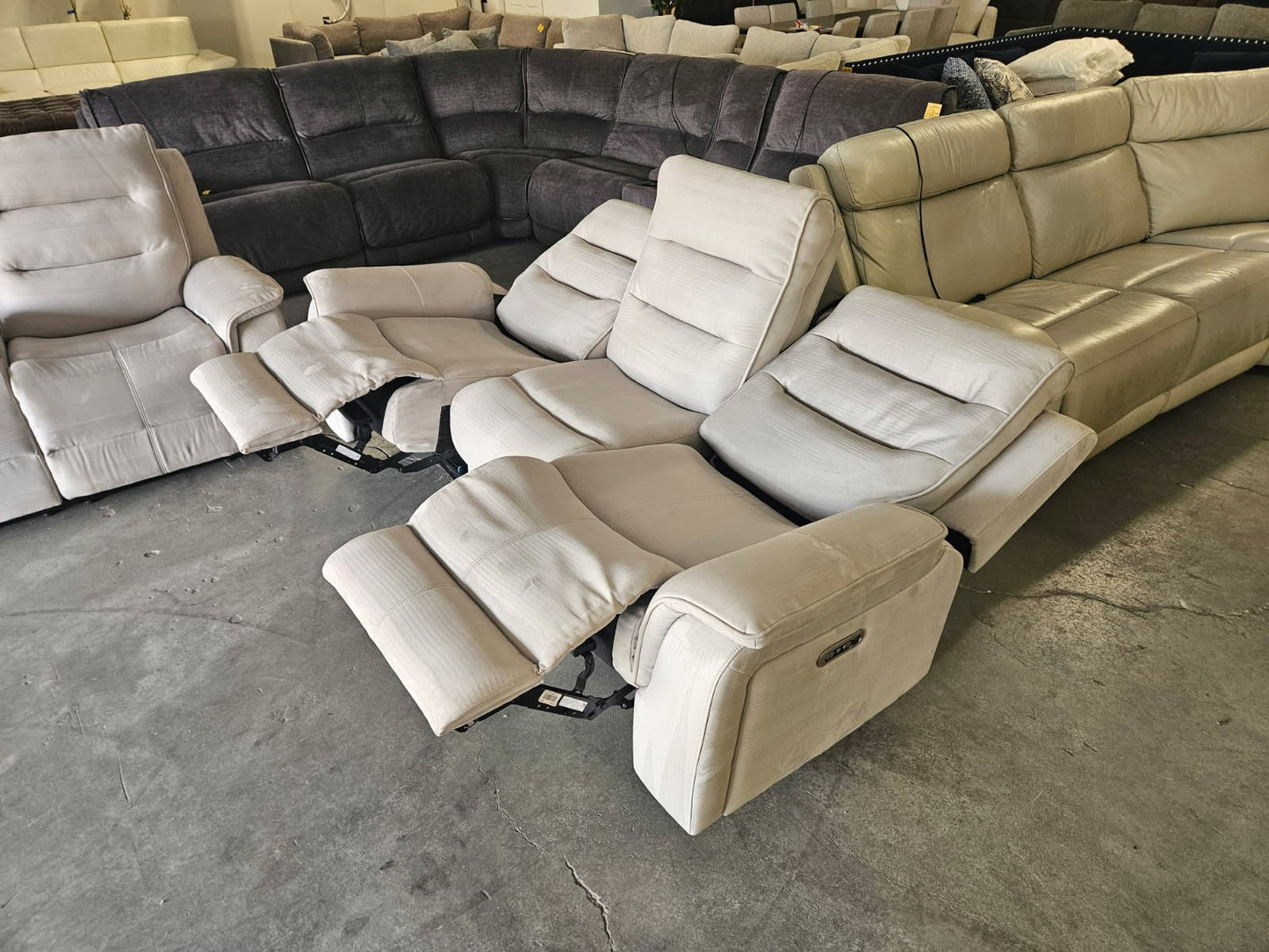 Gray Reclining Living Room Set – Power Sofa + Manual Loveseat