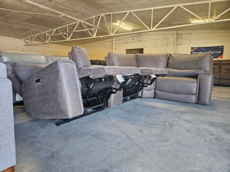 Charcoal Microfiber 5-Piece Modular Sectional with 3 Power Recliners
