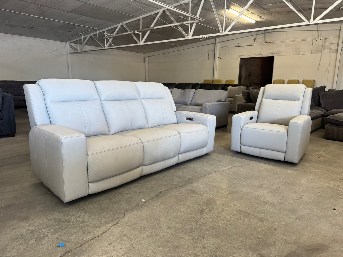Simon Li Wren Leather Power Reclining Sofa & Zero Gravity Recliner