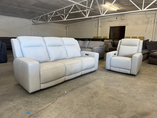 Simon Li Wren Leather Power Reclining Sofa & Zero Gravity Recliner