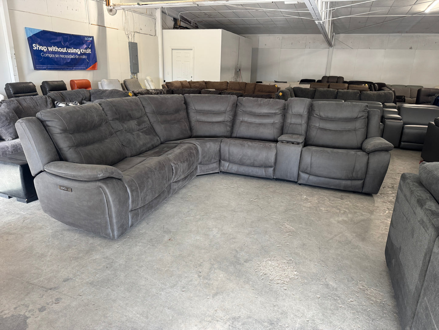 Zero Gravity Modular 6 Piece Gray Sectional with 3 Electric Recliners