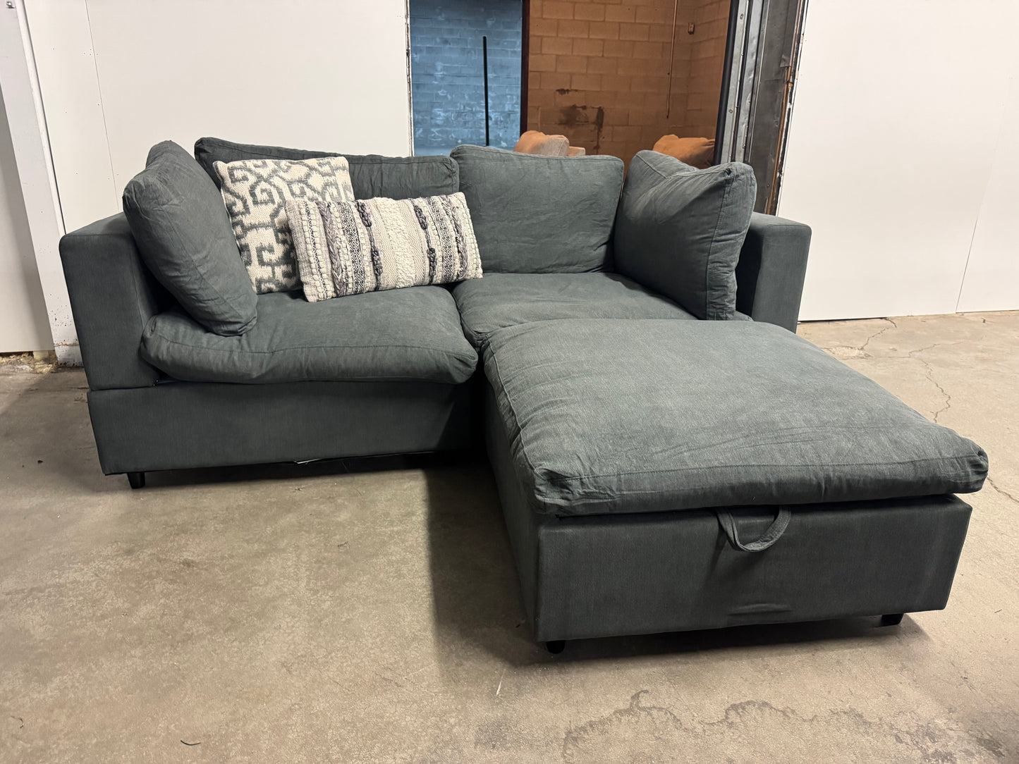 BRAND NEW Gray Modular Cloud Sofa w/ Storage Ottoman