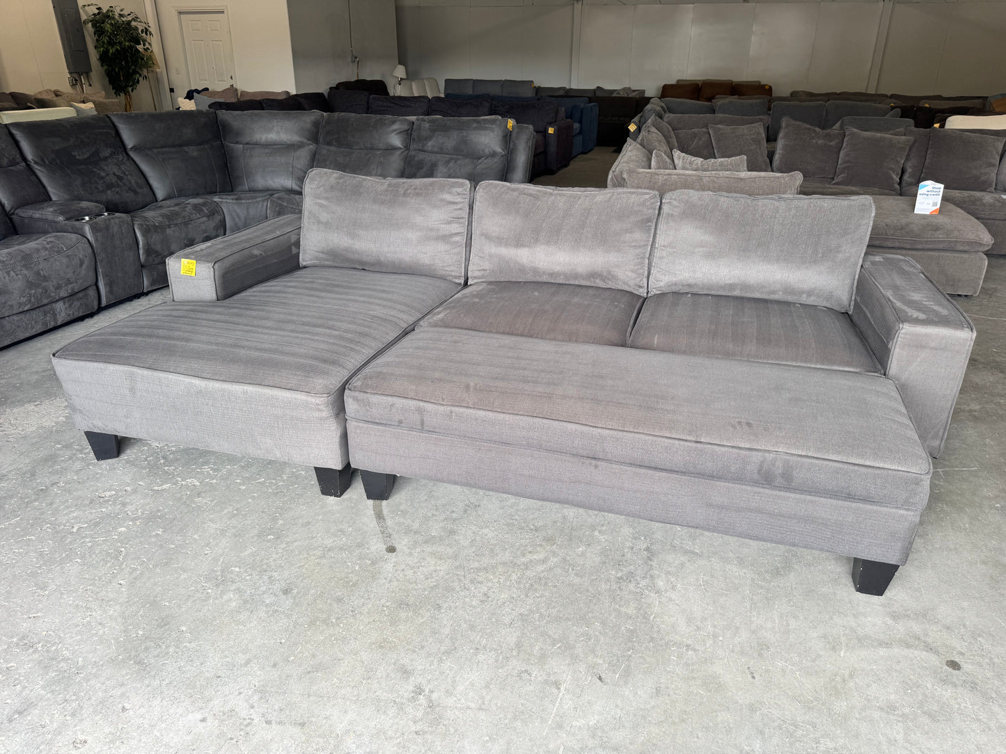 Charcoal Gray L-Shape Sectional with Chaise & Storage Ottoman