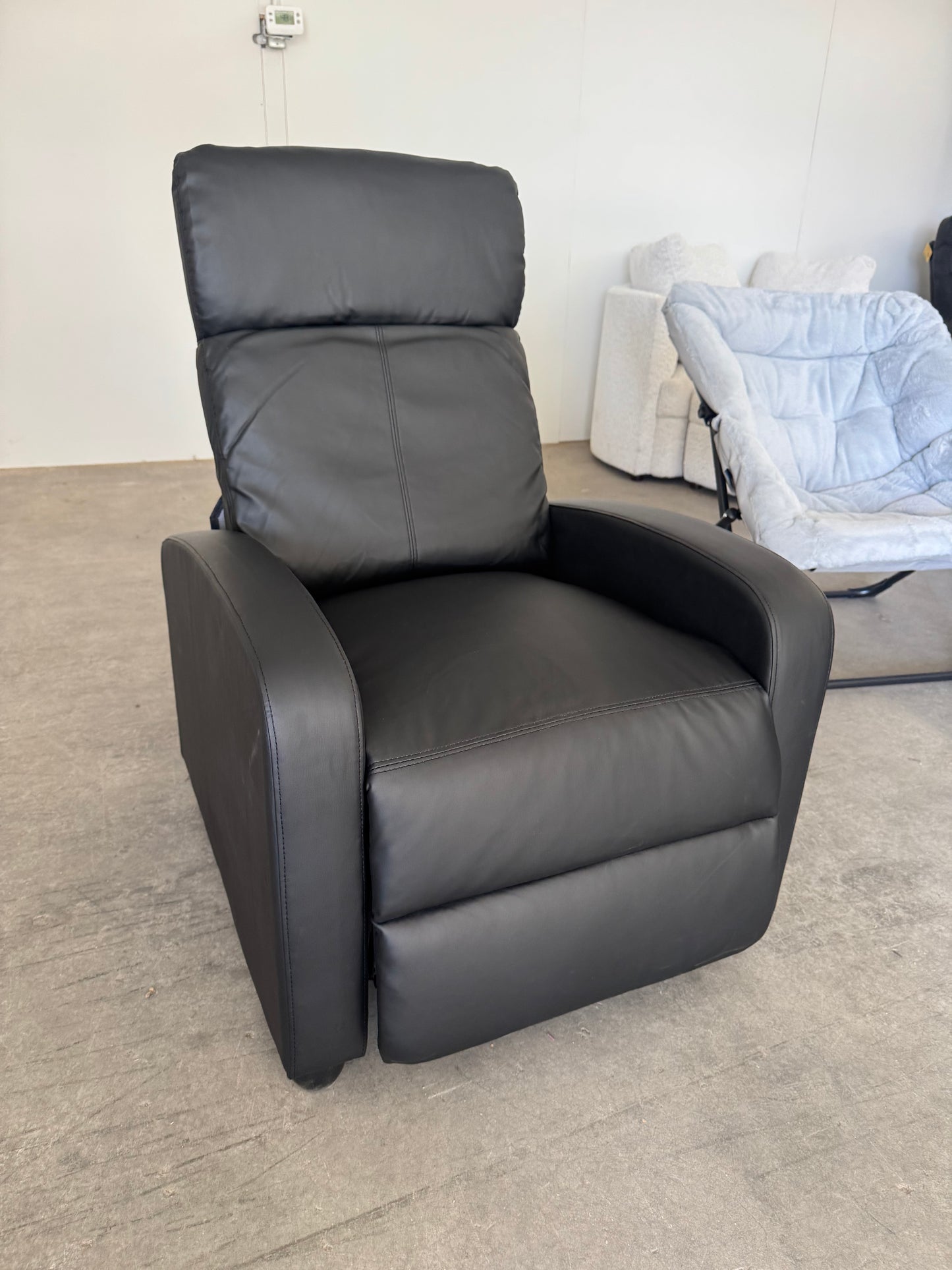 Brand New Black Vinyl Pushback Recliner