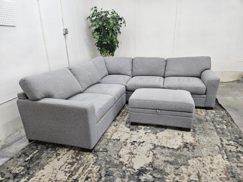 LIKE NEW Costco “Langdon” Sectional - Gray L Shape Sectional with Storage Ottoman