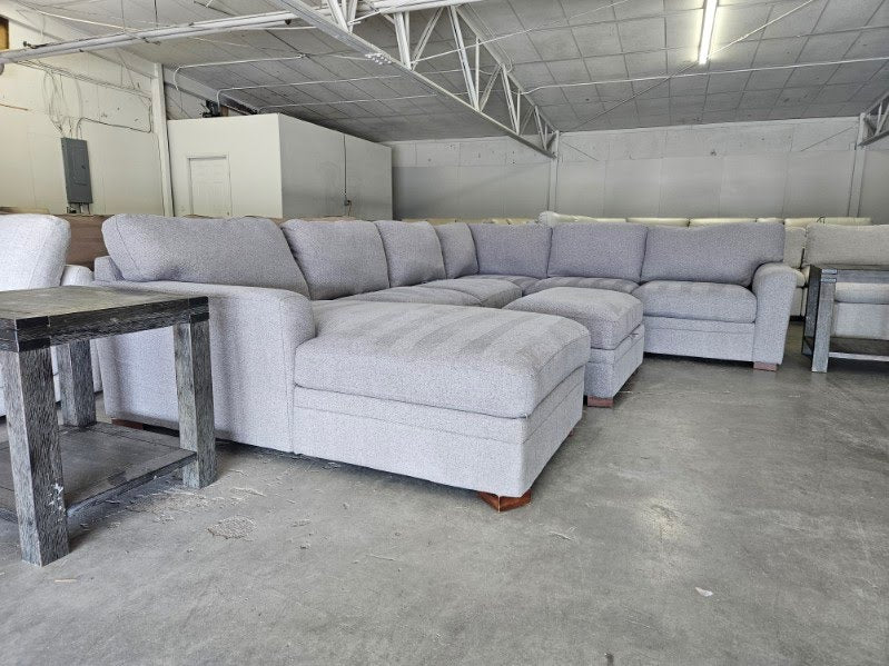 Gray U Shape Sectional Sofa with Storage Ottoman