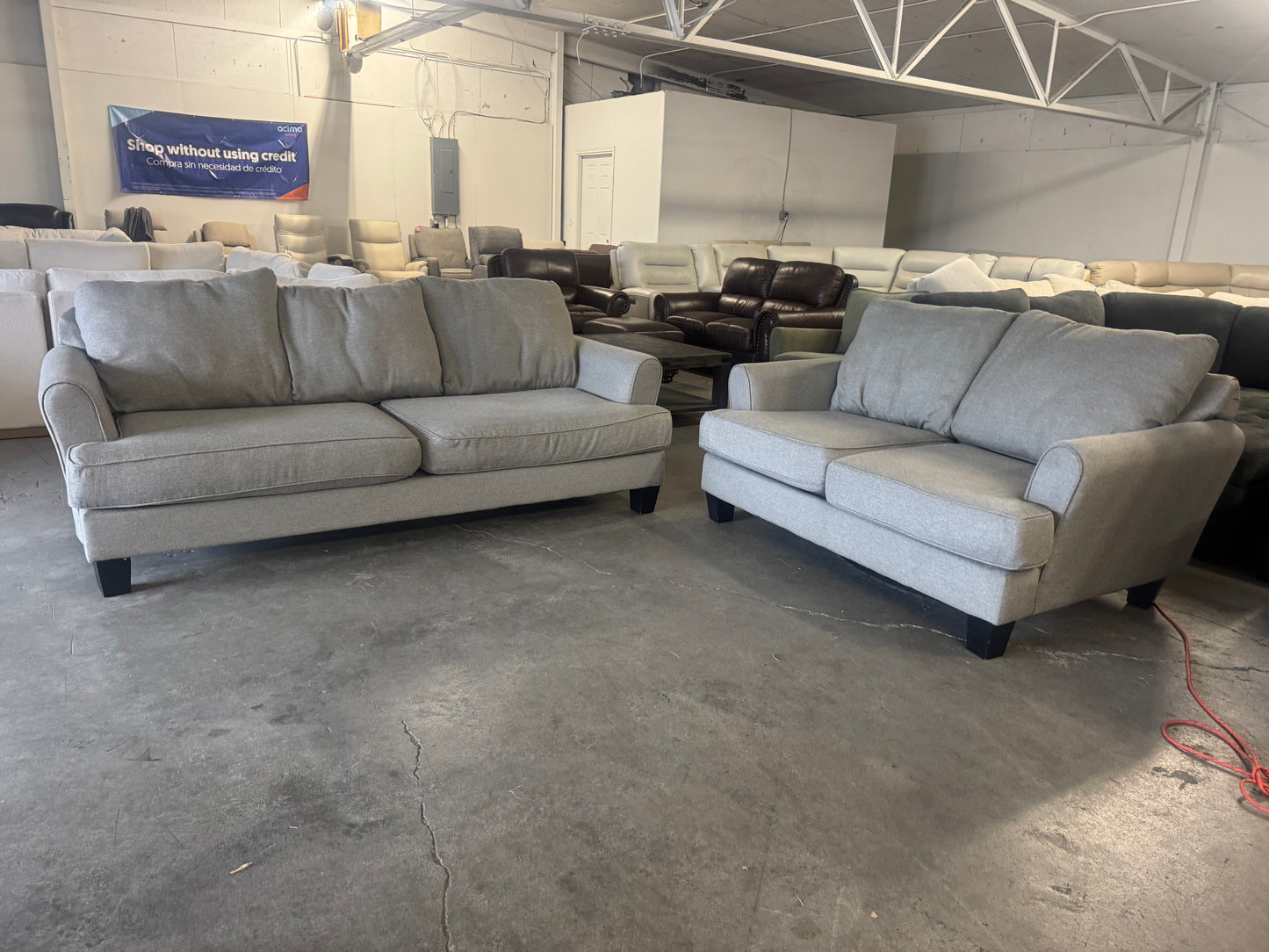 Couch and Loveseat - Gray Living Room Sofa Set