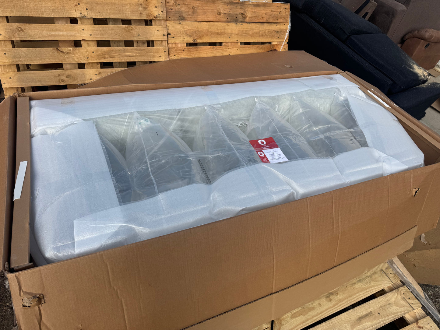 Brand New Teal Leather Abbyson Sofa